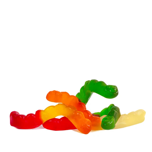 LARGE ASSORTED FRUIT GUMMII WORMS, 4"