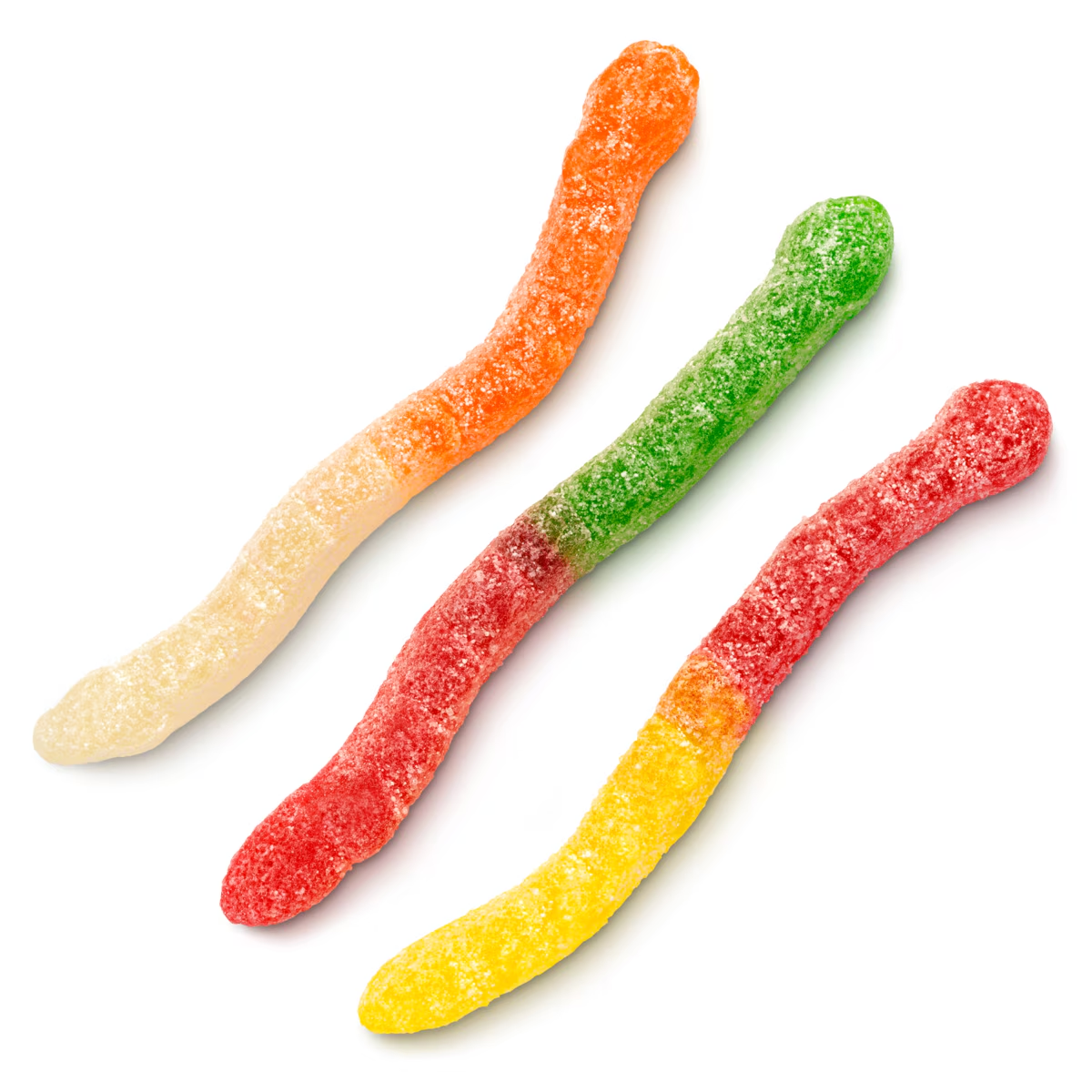 LARGE SOUR ASSORTED FRUIT GUMMI WORMS 4"