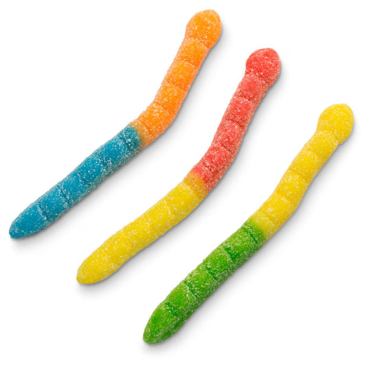 SOUR LARGE NEON GUMMI WORMS, 4"