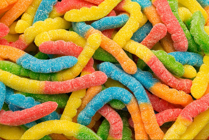SOUR LARGE NEON GUMMI WORMS, 4"